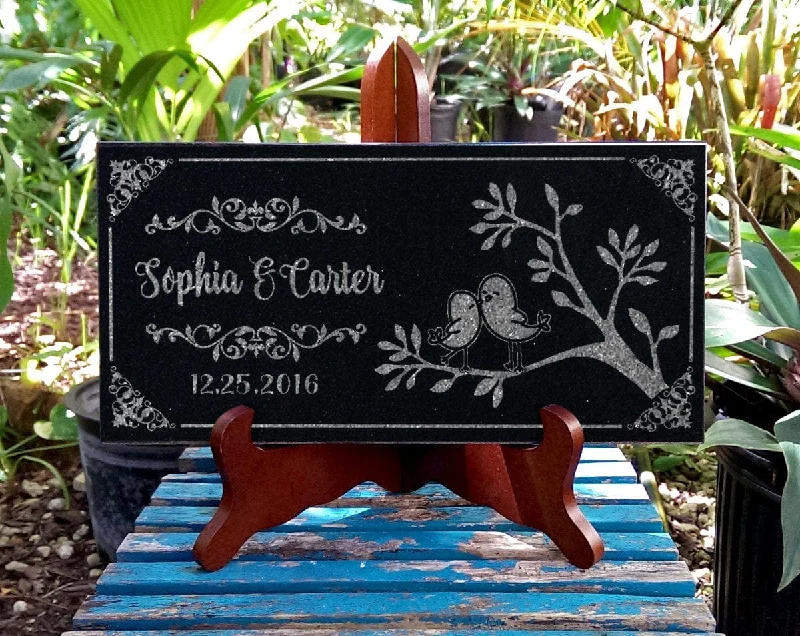 Love Birds Wedding Sign | Anniversary Engagement Granite Stone