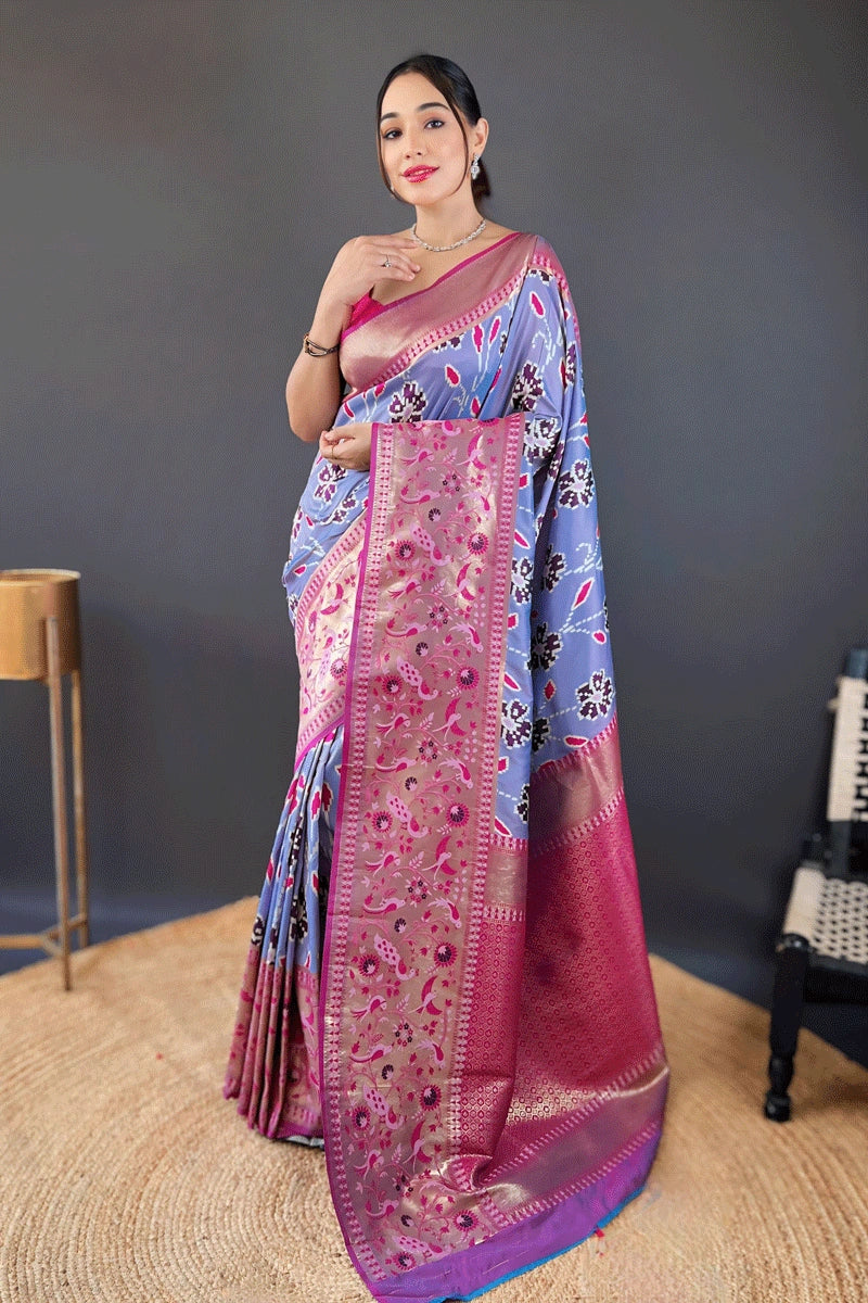 Lovender Colour Silk Saree For Marriage Party