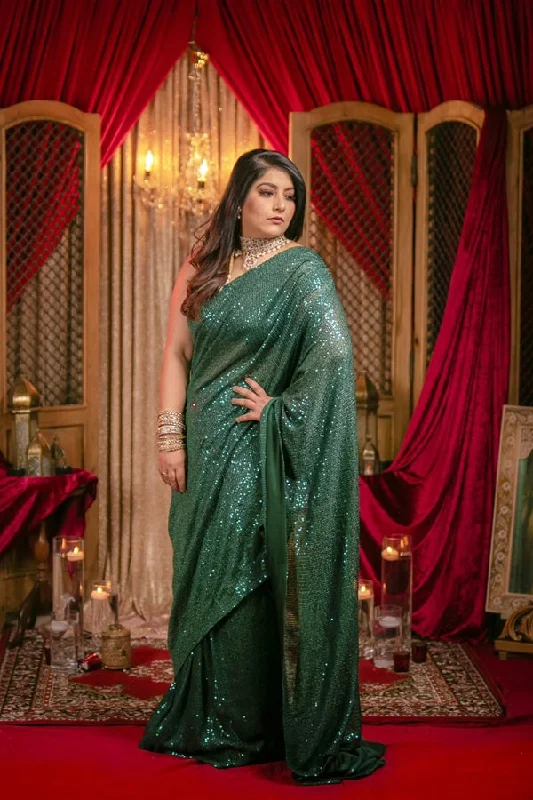 Party wear saree new design 2021-2022 Green