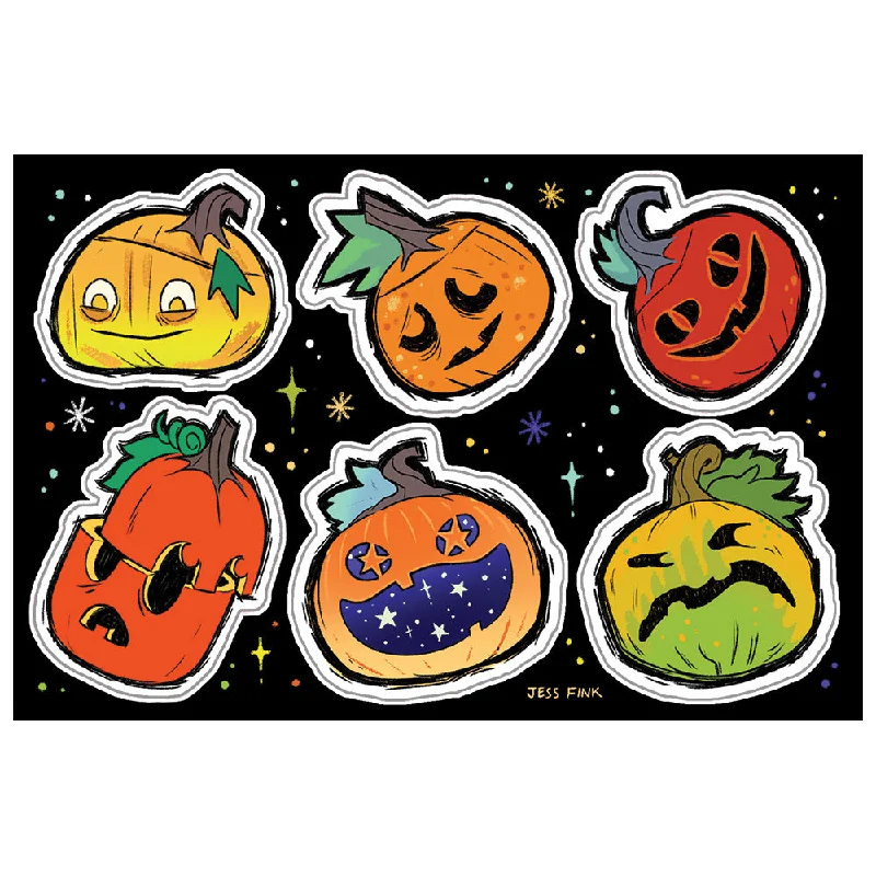 Carved Decorative Gourd Festive Faces Sticker Sheet