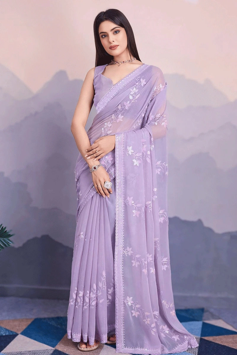 Simmer Chiffon Sarees Party Wear For Girls