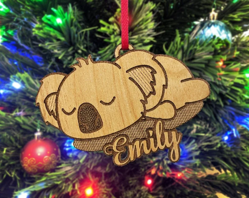 Christmas Ornament Sleeping Baby Koala Bear Wild Animal Lover Holiday Gift for Babys First Childs Present Idea Adult Stocking Stuffer Custom