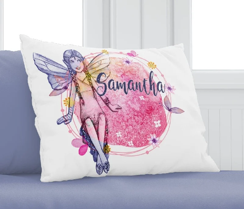 Fairy Pillowcase Personalized Cute Toddler or Girl Teen Believe in Magic Fairy God Mother Guardian Angel Little Girl Pink Custom Bed Pillow