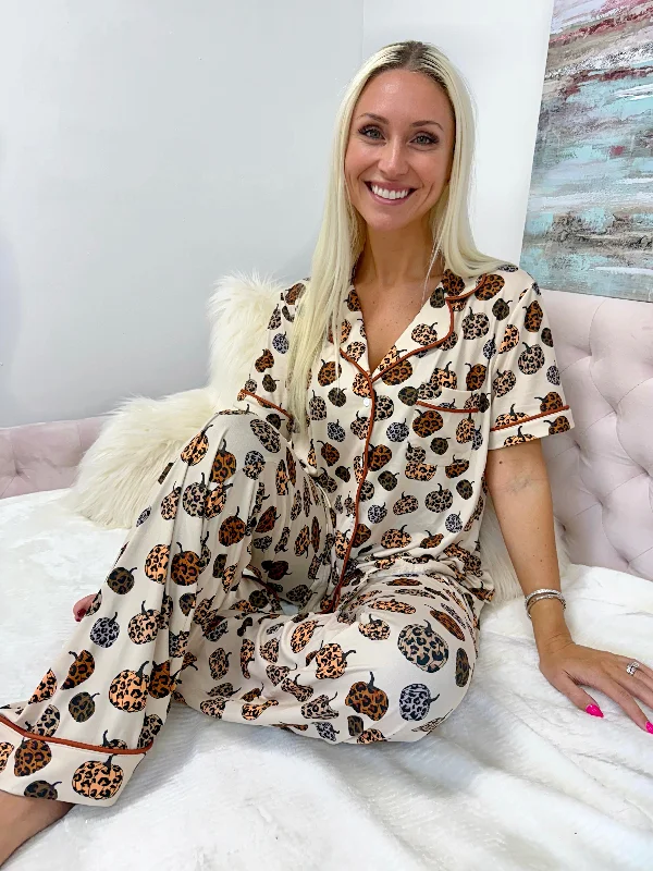 Leopard Pumpkin Pajama Set