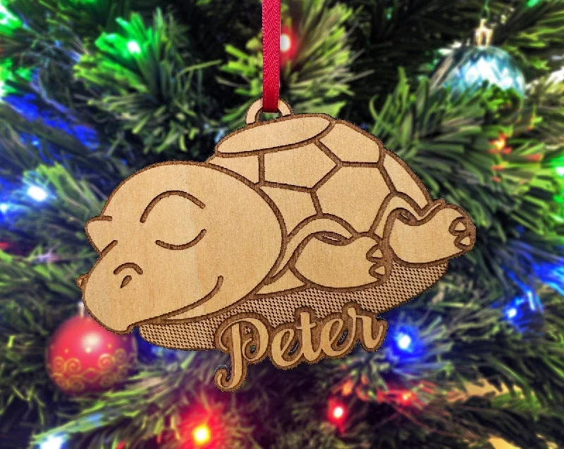 Cute Sleeping Sea Turtle Custom Ocean Sealife Ornament Beach Christmas Decor Kids Birthday Turtle Theme Decoration for Her Him Mom Dad Gift