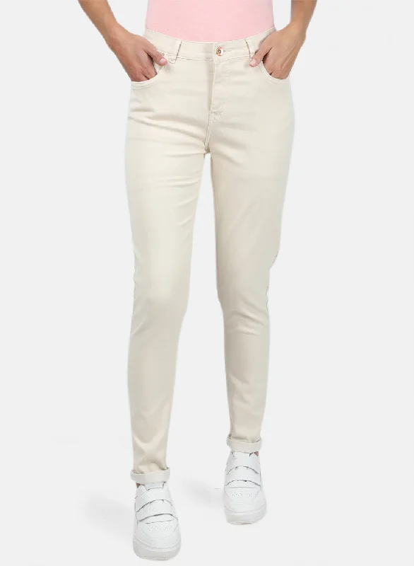 Womens Beige Slim Denim