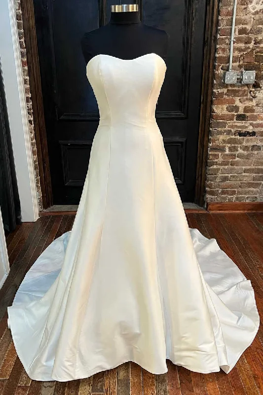 Simple Sweetheart A-Line Long Wedding Dress