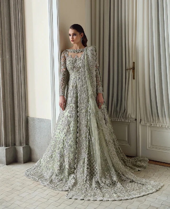 Pakistani Bridal Dress in Royal Gown and Dupatta Style