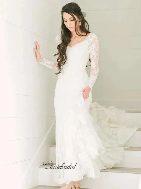 Popular Lace Wedding Dresses, Long Sleeves New Wedding Dresses