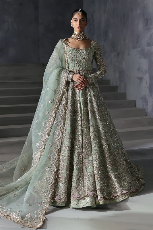 Pakistani Bridal Dress in Open Gown and Lehenga Style