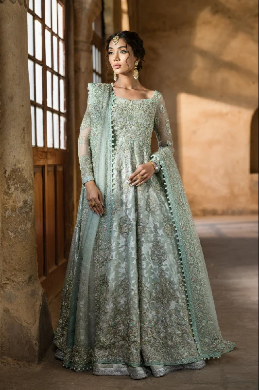 Pakistani Bridal Dress in Blue Lehenga and Frock Style