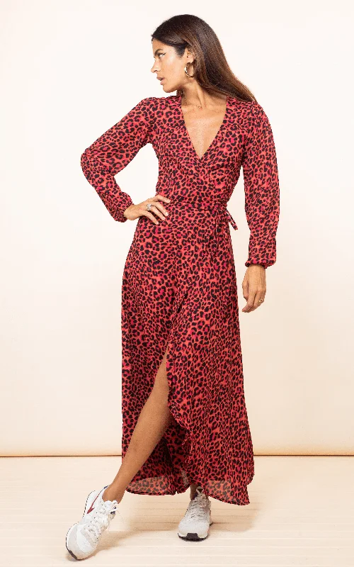 Jagger Maxi Dress In Ruby Red Leopard