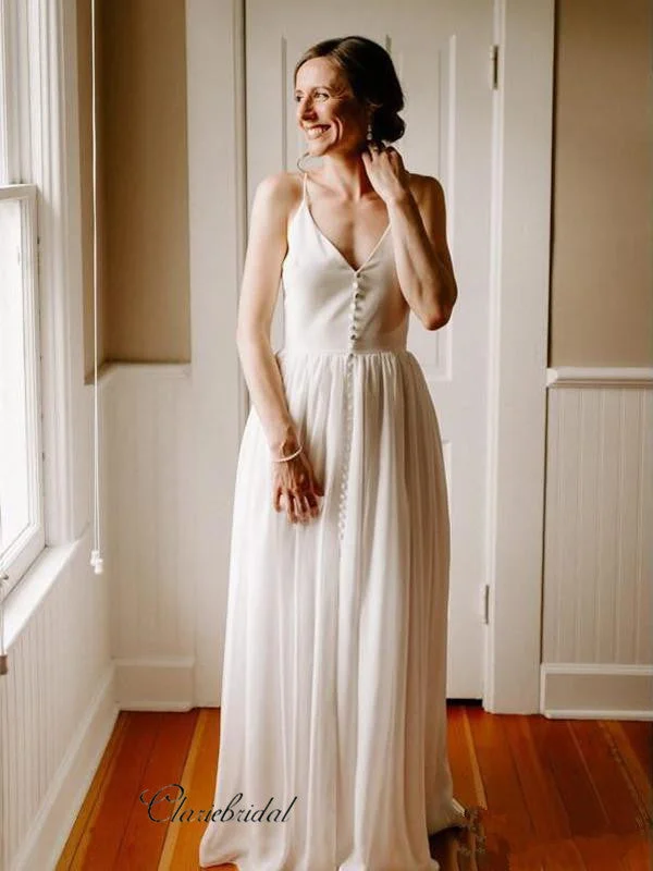 Simple Wedding Dresses, Cheap Wedding Dresses, Spaghetti Straps Wedding Dresses