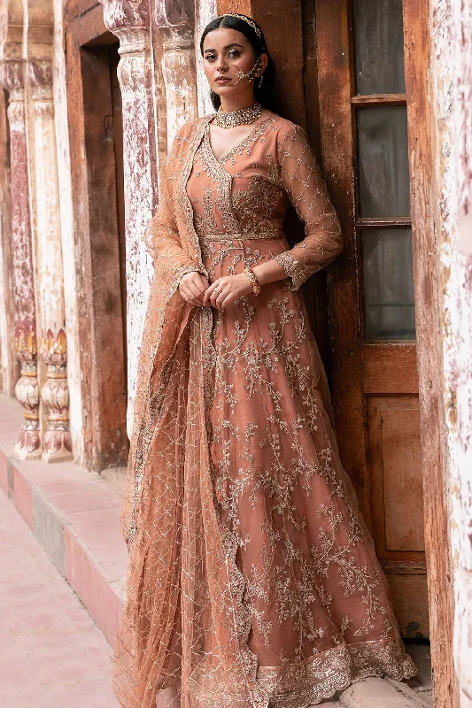 Rust Orange Heavily Embellished Pakistani Wedding Dress Pishwas Frock