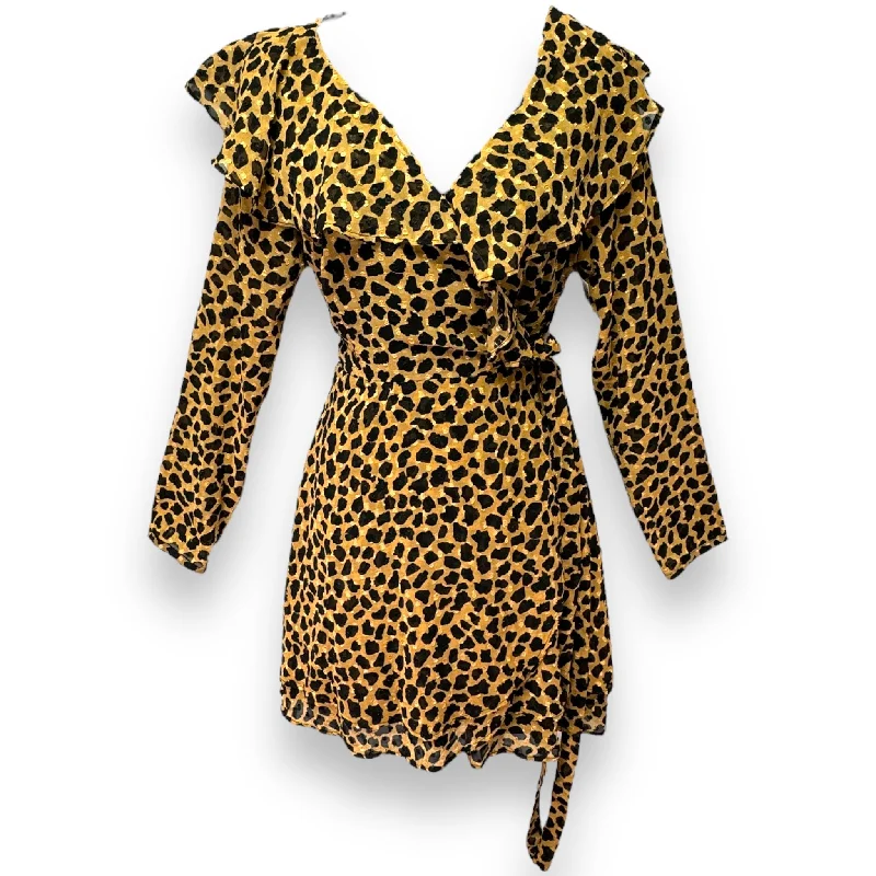 Frenchie Wrap Dress By Free People In Cocoa Leopard Print, Size: S