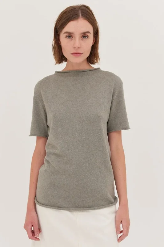 Cloth and Co The Rib Neck Tee - Eucalptus