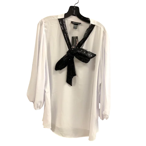 Top Long Sleeve By Ashley Stewart In White, Size: 14