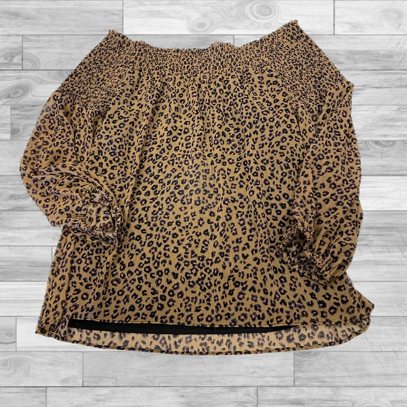 Top Long Sleeve By Cece In Animal Print, Size: Xl