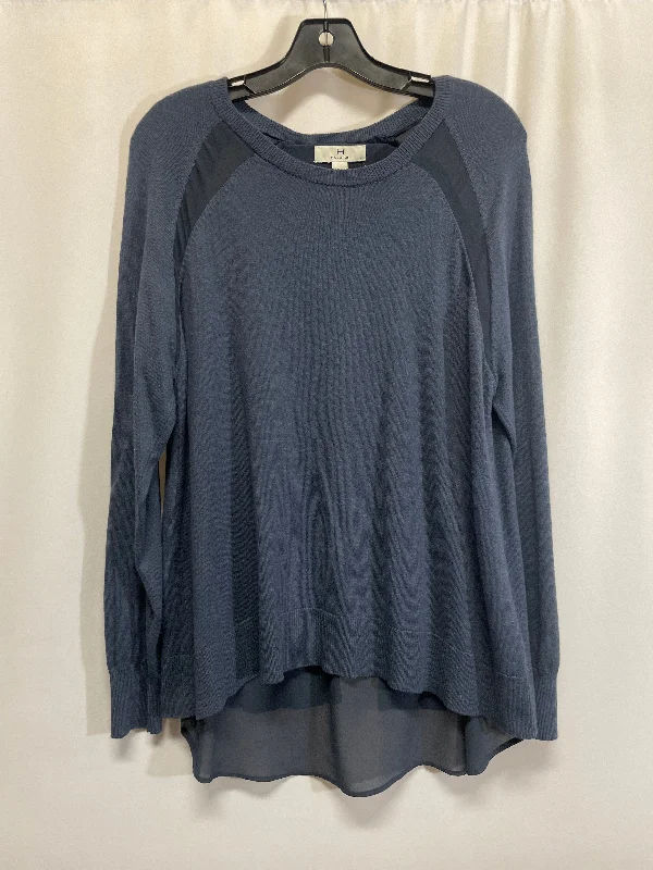 Top Long Sleeve By Halston In Blue, Size: L