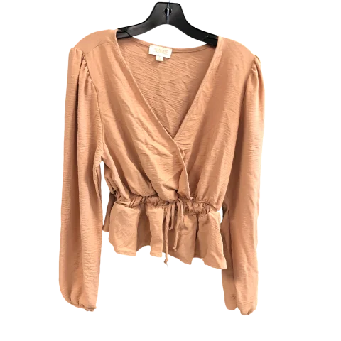 Top Long Sleeve By  london rose In Peach, Size: Xl