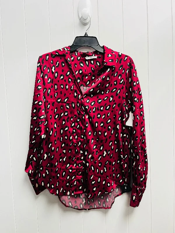 Top Long Sleeve By Timing In Red, Size: S