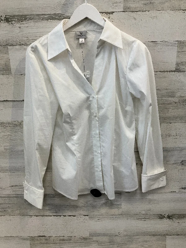 Top Long Sleeve By Worthington In White, Size: L